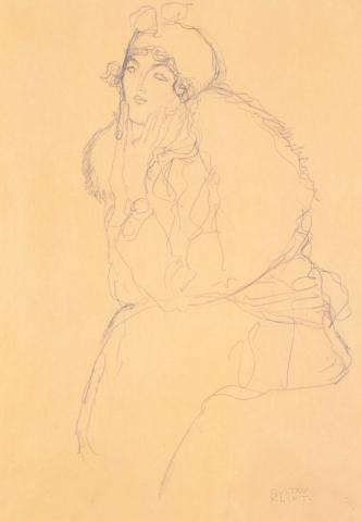 Gustav Klimt, "Damenbildnis", Bleistiftzeichnung, 1915/17