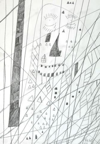 Fritz Koller, Untittled, 1993, Pencil Drawing on Cardboard