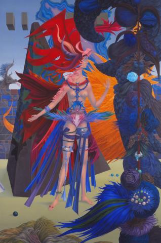 Wolfgang Hutter, „The dragon's bride“, Oil on Wood, 1966/67
