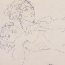 Egon Schiele, Two laying girl acts, Pencil Drawing, 1914
