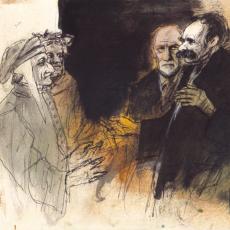 Markus Vallazza: To Divina Comedia: Dante, Vergil, Freud, Nietzsche, Joyce and Markus, Watercolour Drawing, 1995